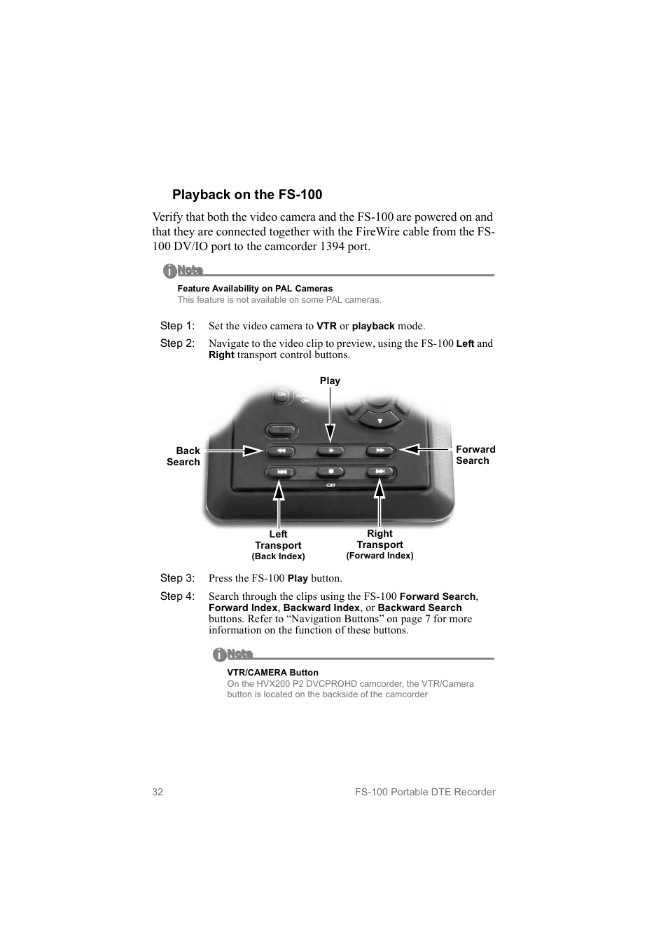 Playback on the fs­100 | FOCUS Enhancements MANL102306 User Manual | Page 50 / 120