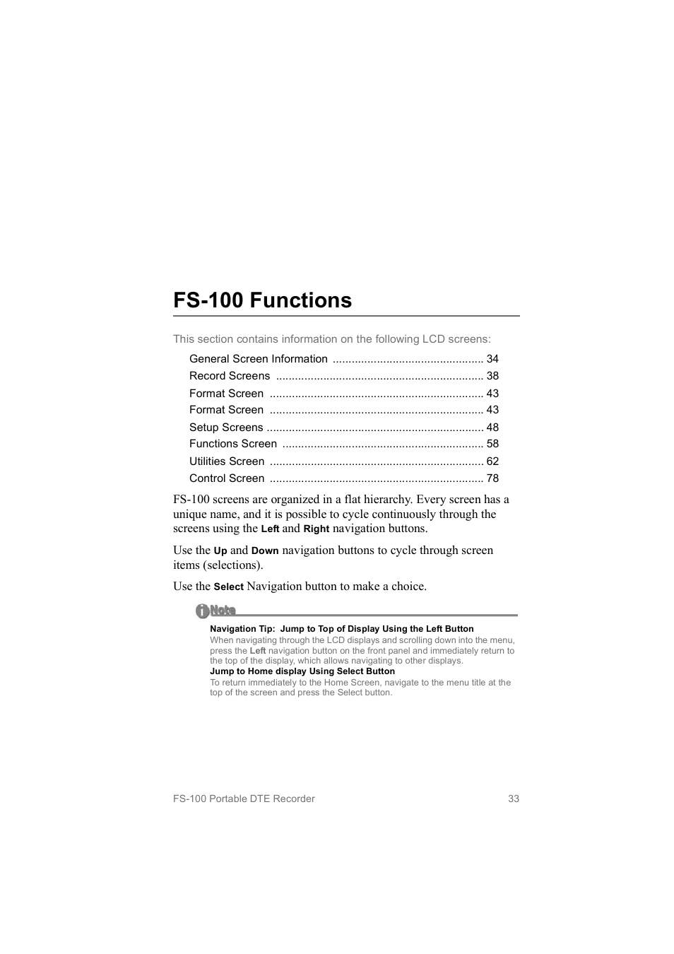 Fs­100 functions | FOCUS Enhancements MANL102306 User Manual | Page 51 / 120