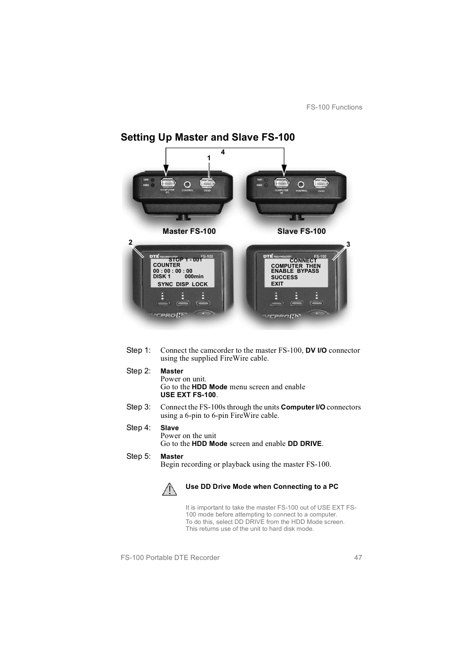 Setting up master and slave fs­100 | FOCUS Enhancements MANL102306 User Manual | Page 65 / 120