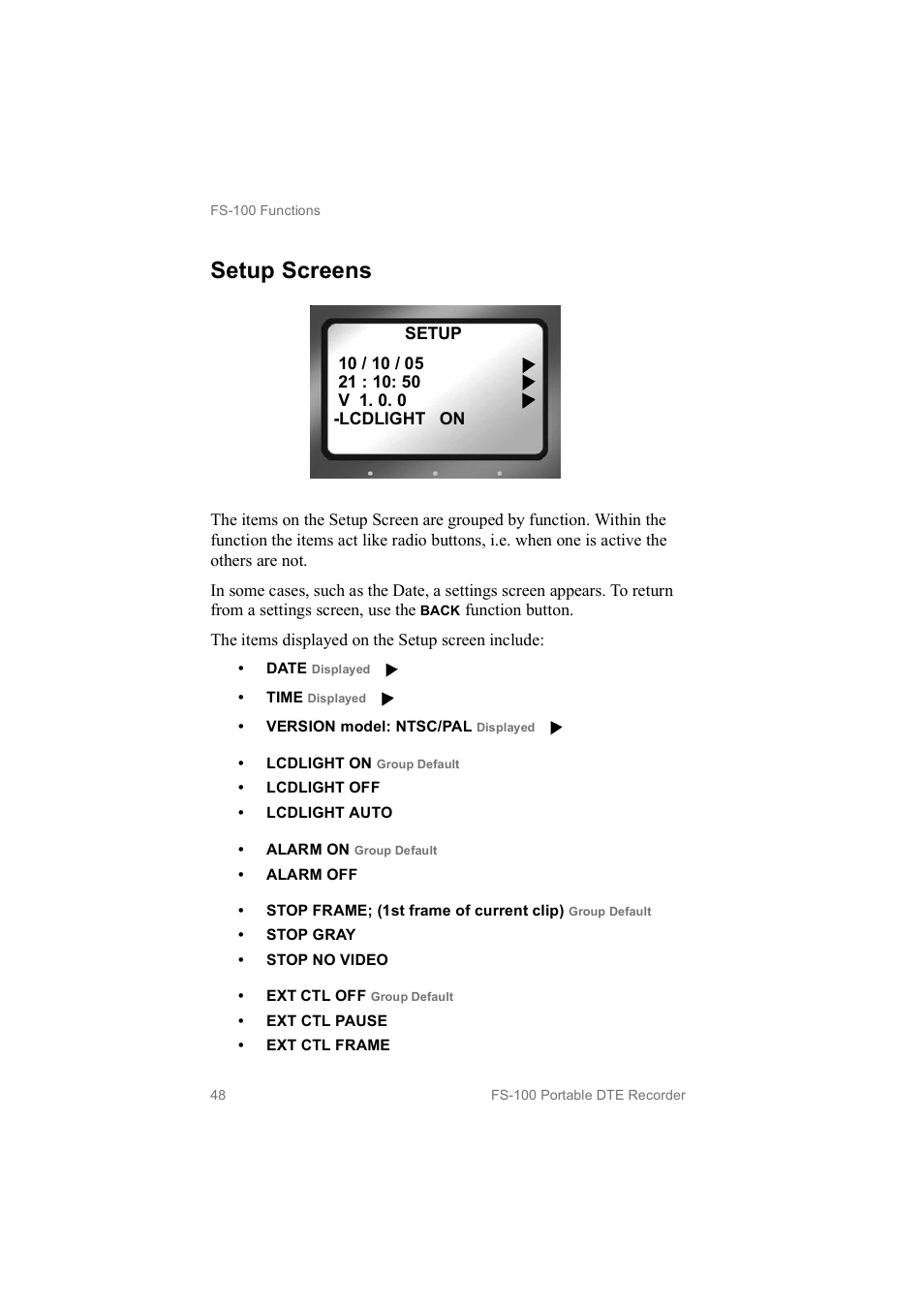 Setup screens | FOCUS Enhancements MANL102306 User Manual | Page 66 / 120