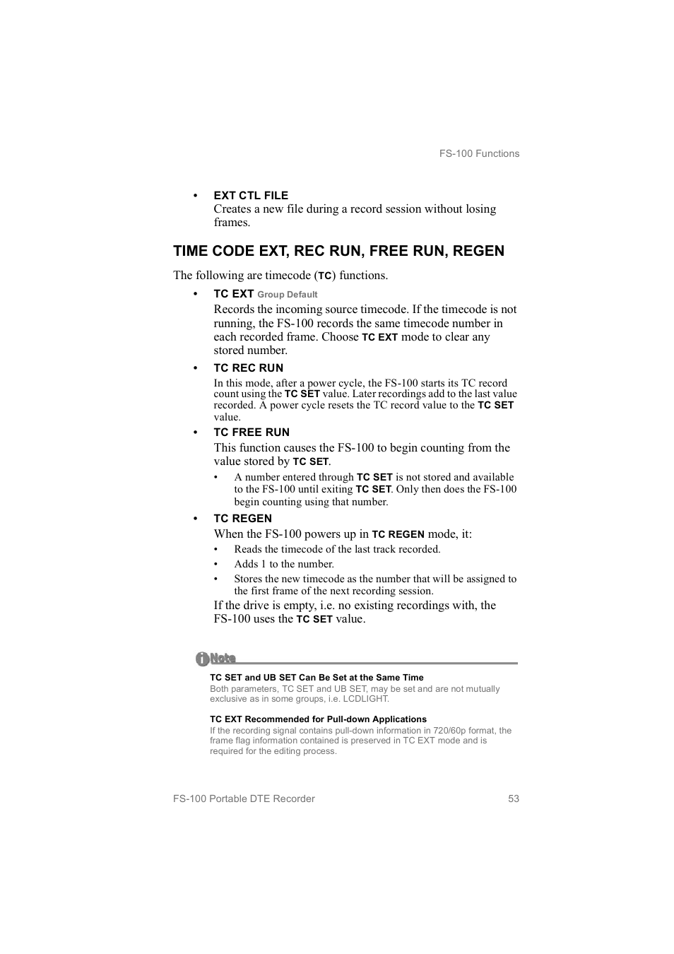 Time code ext, rec run, free run, regen | FOCUS Enhancements MANL102306 User Manual | Page 71 / 120