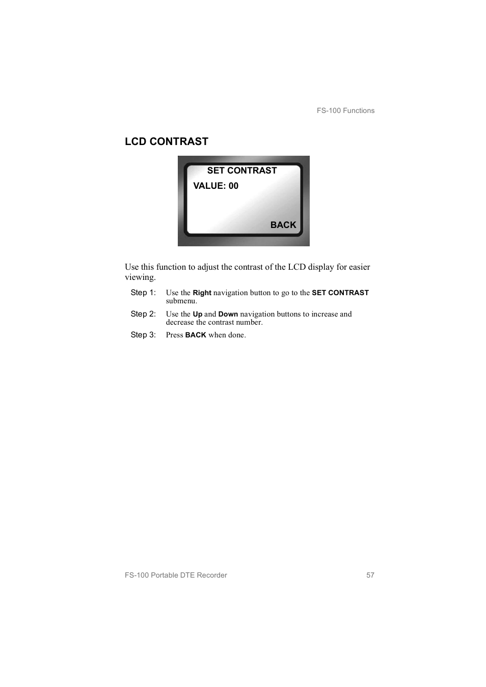 Lcd contrast | FOCUS Enhancements MANL102306 User Manual | Page 75 / 120