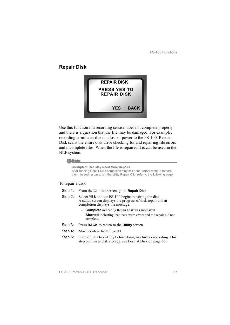 Repair disk | FOCUS Enhancements MANL102306 User Manual | Page 85 / 120