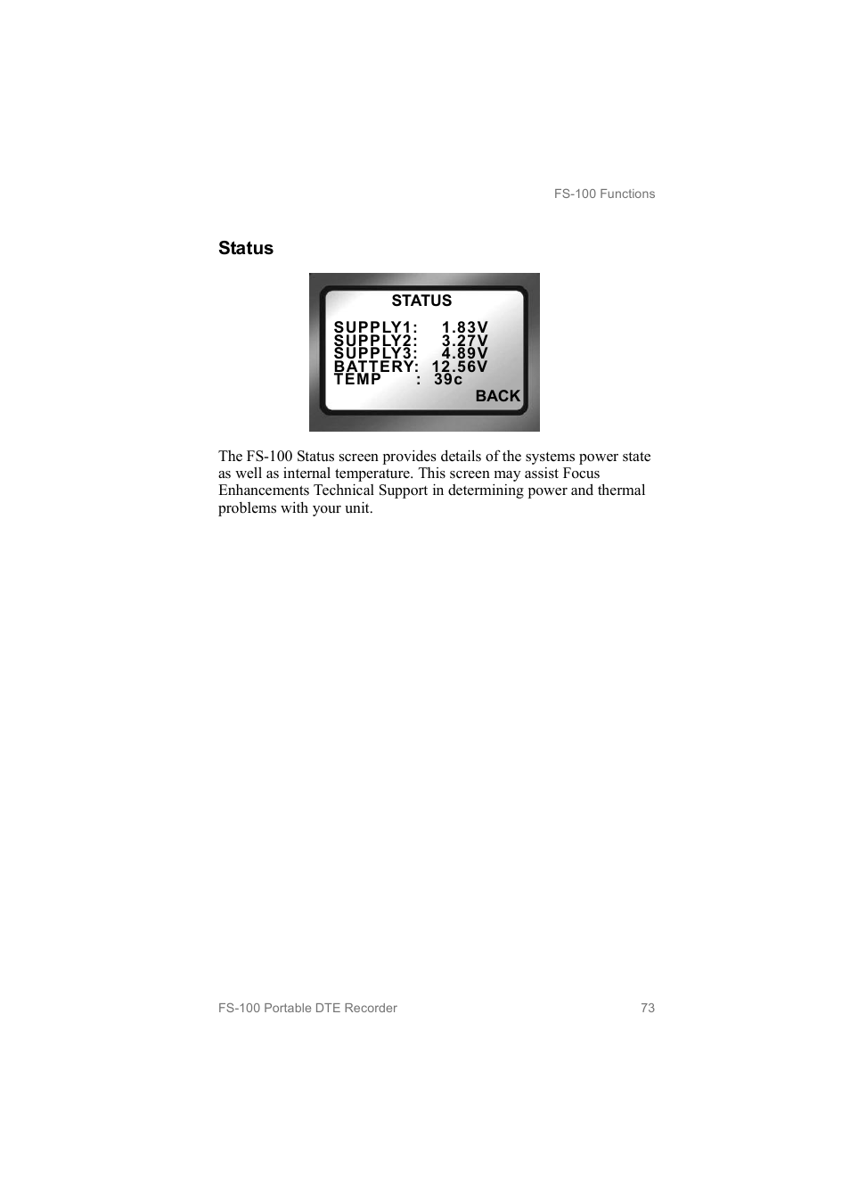 Status | FOCUS Enhancements MANL102306 User Manual | Page 91 / 120