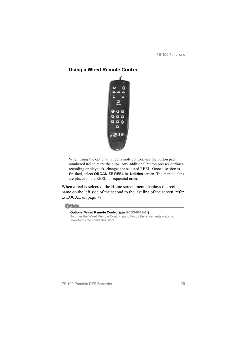 Using a wired remote control | FOCUS Enhancements MANL102306 User Manual | Page 93 / 120
