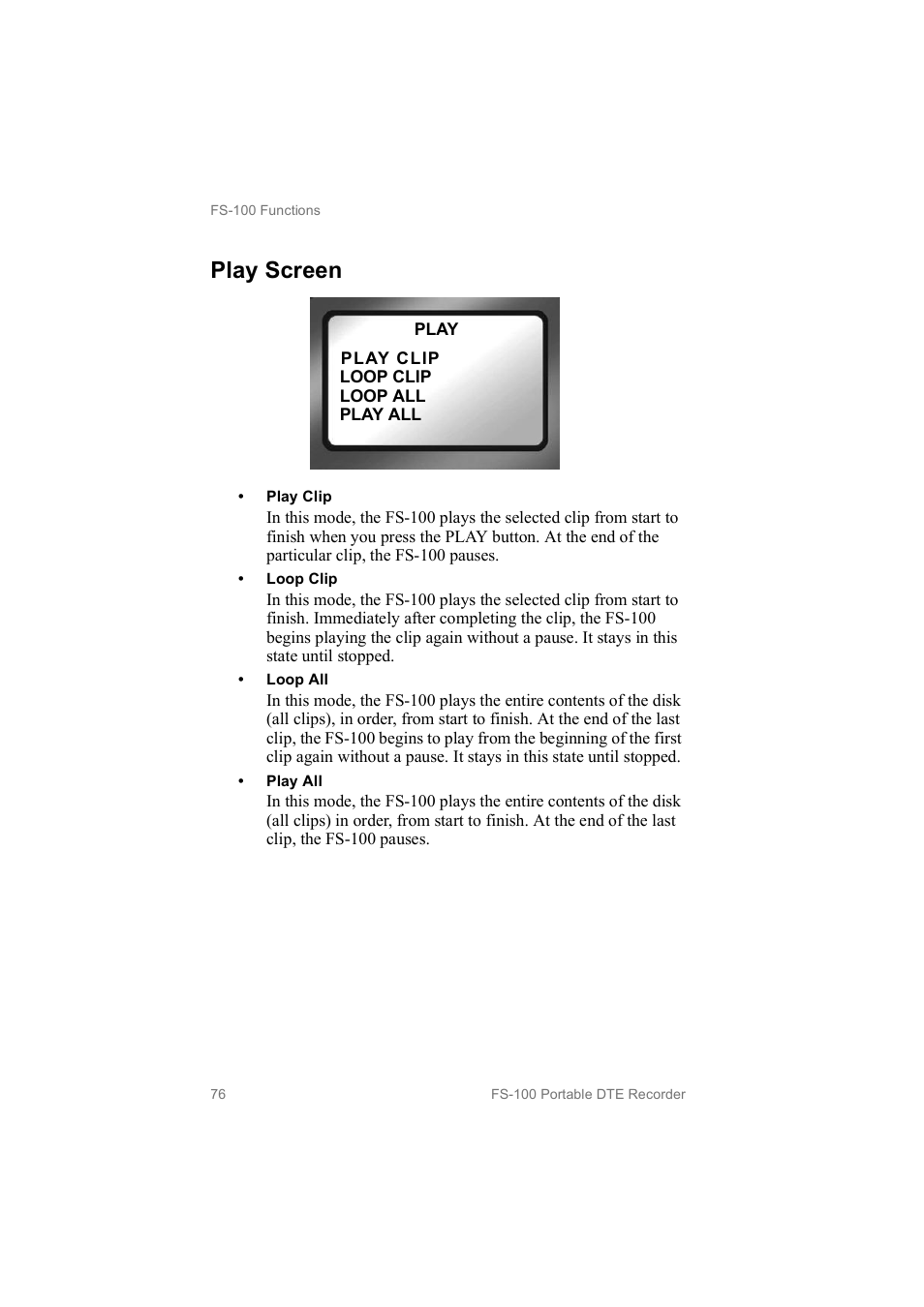 Play screen | FOCUS Enhancements MANL102306 User Manual | Page 94 / 120