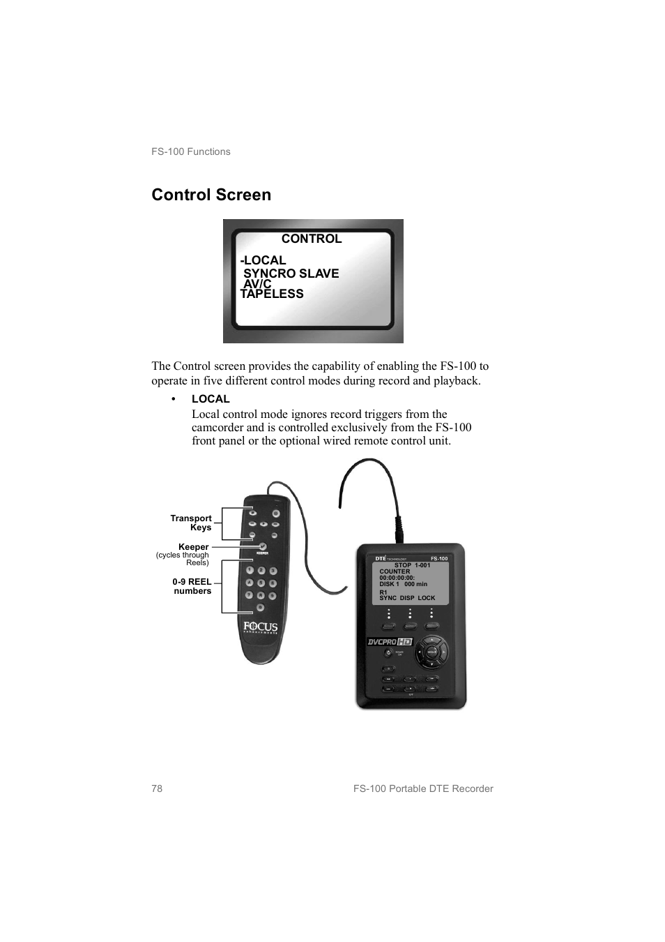 Control screen | FOCUS Enhancements MANL102306 User Manual | Page 96 / 120