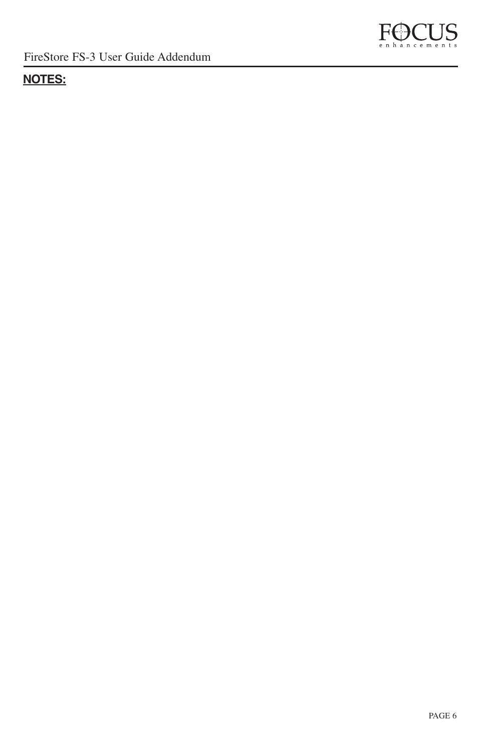 Firestore fs-3 user guide addendum | FOCUS Enhancements FireStore FS-3 User Manual | Page 7 / 8