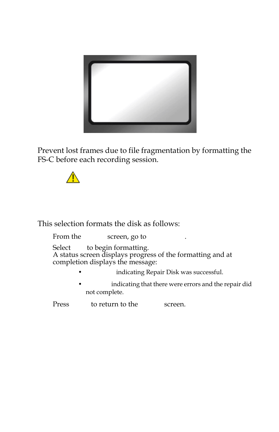 Format disk | FOCUS Enhancements FS-C User Manual | Page 101 / 122