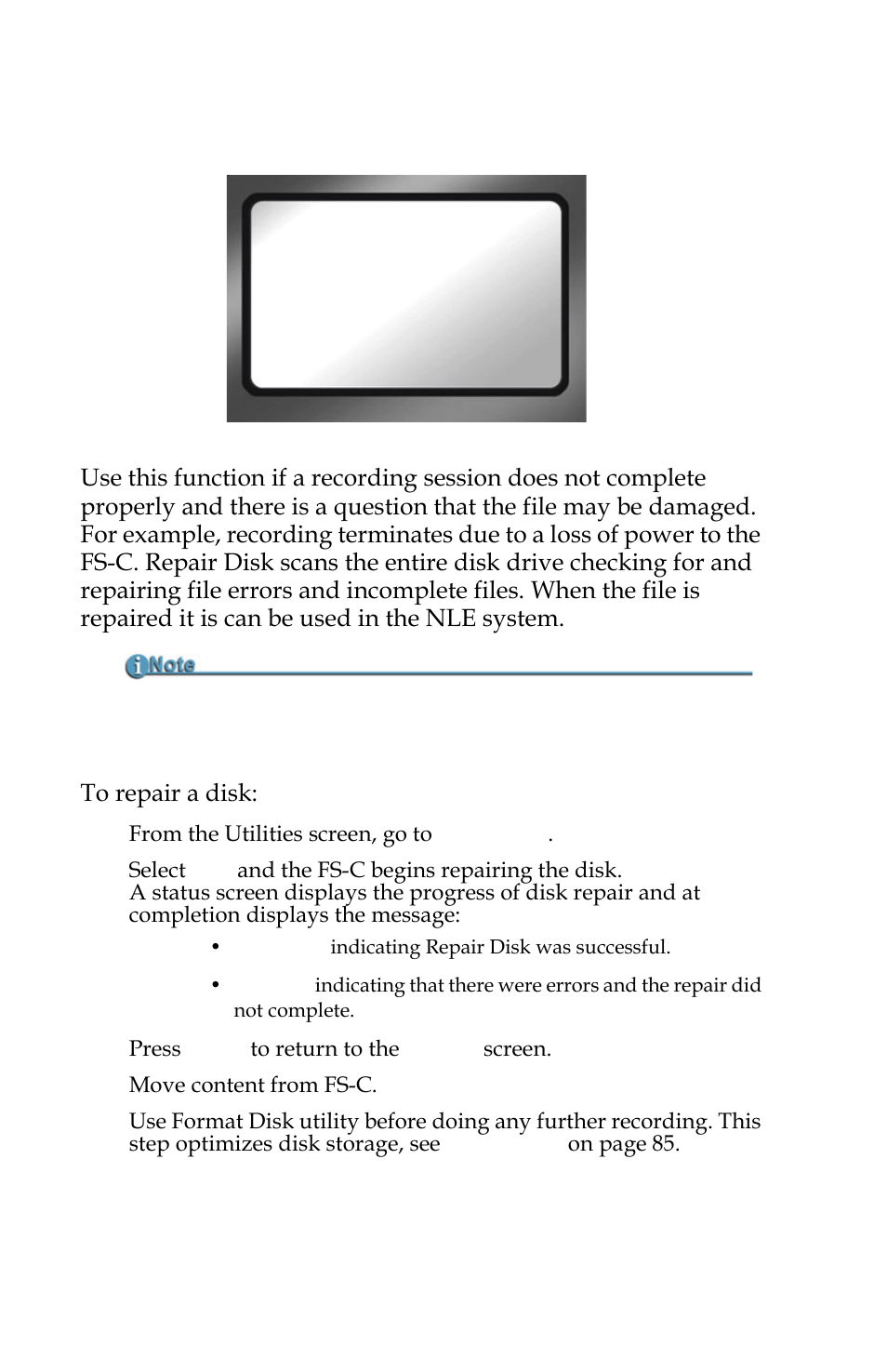 Repair disk | FOCUS Enhancements FS-C User Manual | Page 102 / 122