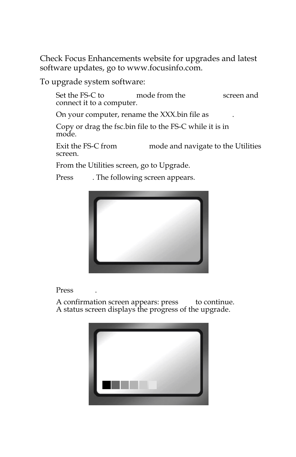 Upgrade, Upgrade 89 | FOCUS Enhancements FS-C User Manual | Page 105 / 122