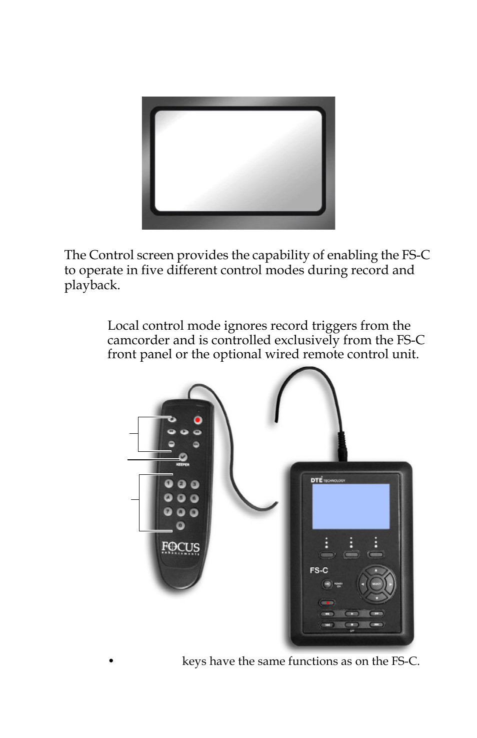 Control screen, Control local -syncro slave av/c tapeless | FOCUS Enhancements FS-C User Manual | Page 113 / 122