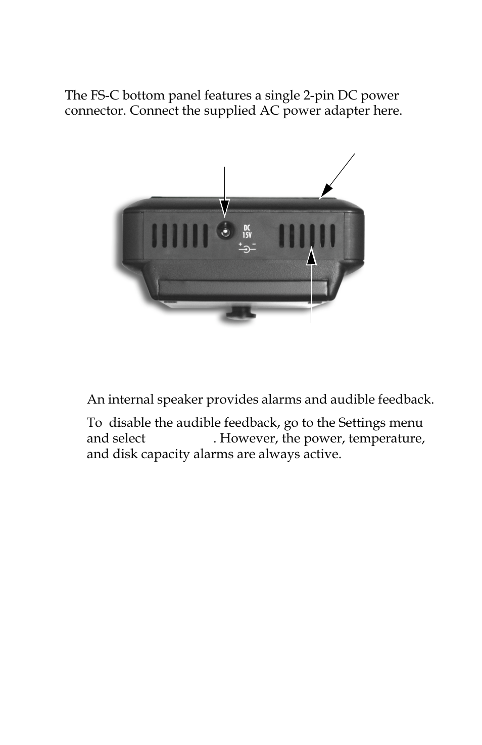 Bottom panel, Internal speaker | FOCUS Enhancements FS-C User Manual | Page 31 / 122