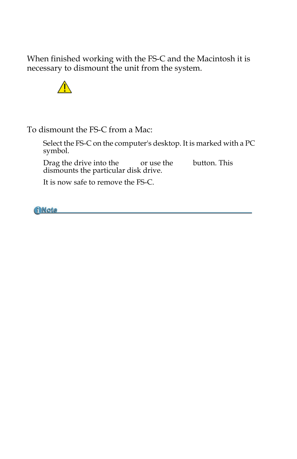 Dismounting the fs-c (macintosh) | FOCUS Enhancements FS-C User Manual | Page 62 / 122