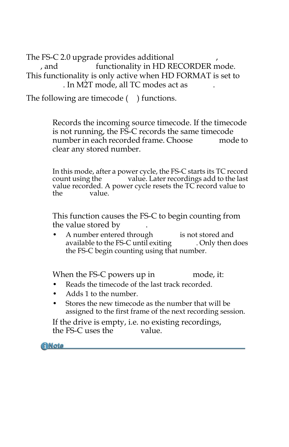 Time code ext, rec run, free run, regen, Time code, Ext, rec run, free run, regen | FOCUS Enhancements FS-C User Manual | Page 86 / 122