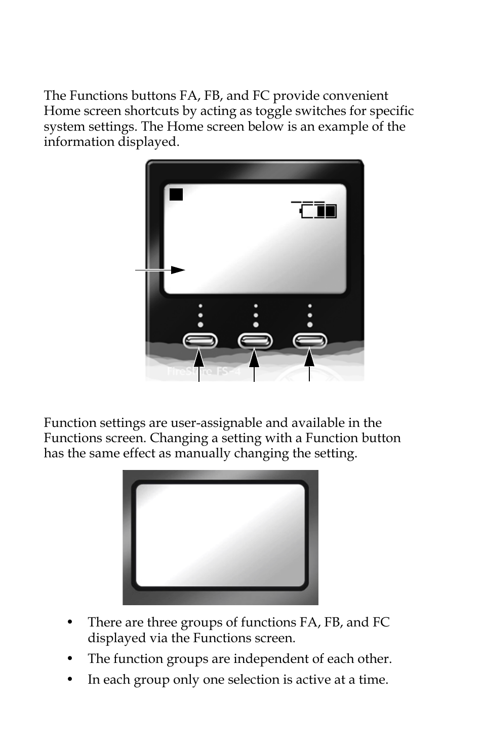 Functions screen, Functions, Screen | R to | FOCUS Enhancements FS-C User Manual | Page 92 / 122