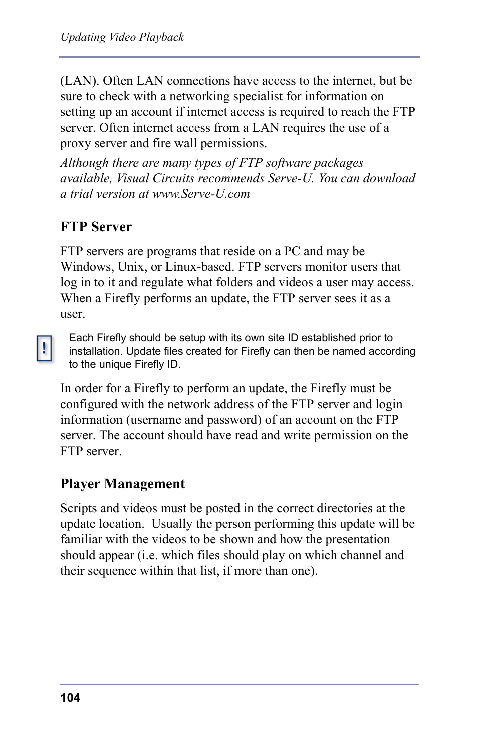 Ftp server, Player management, Ftp server player management | FOCUS Enhancements 3.2 User Manual | Page 118 / 206