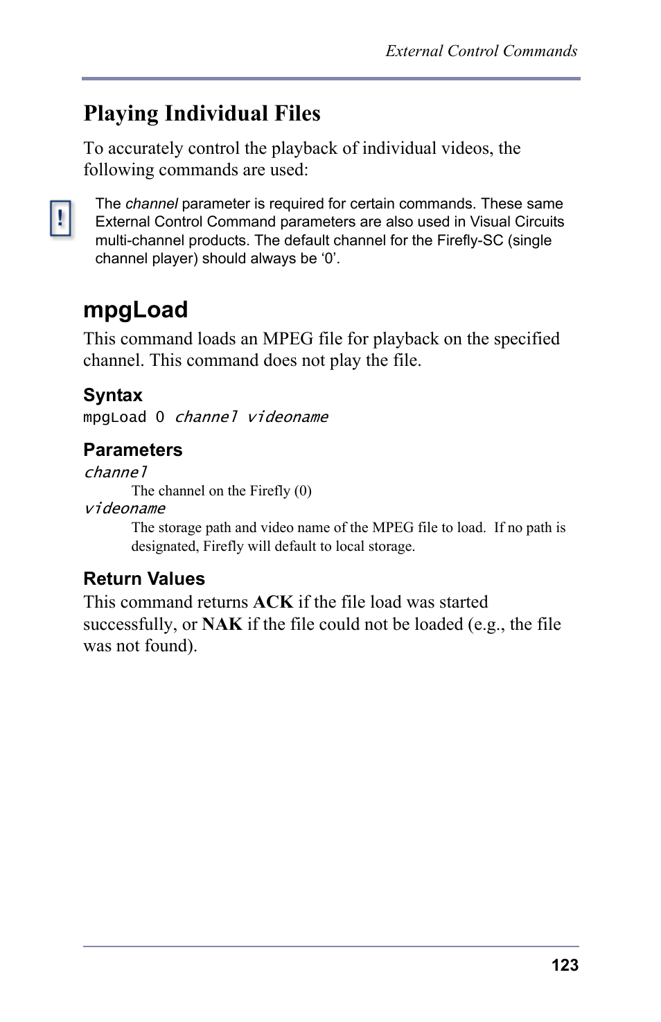 Playing individual files, Mpgload | FOCUS Enhancements 3.2 User Manual | Page 137 / 206