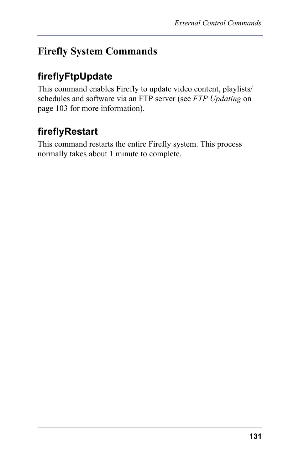 Firefly system commands | FOCUS Enhancements 3.2 User Manual | Page 145 / 206