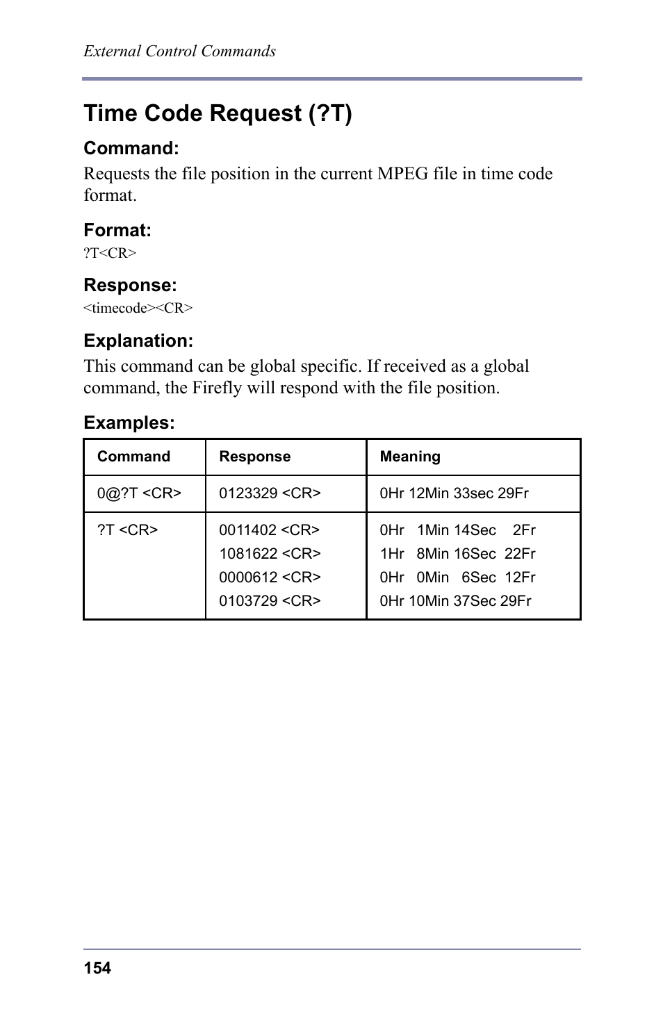 Time code request (?t) | FOCUS Enhancements 3.2 User Manual | Page 168 / 206