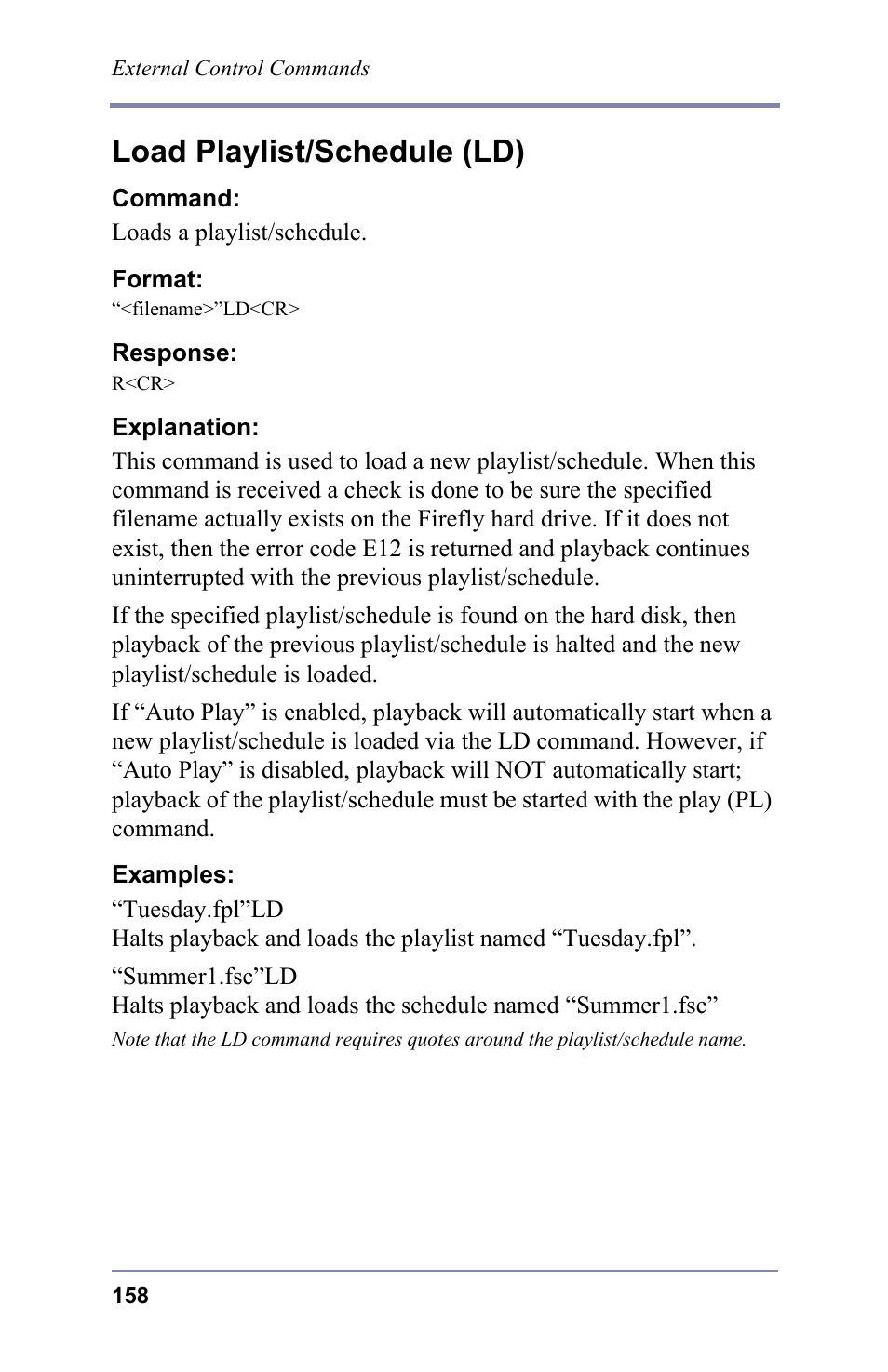 Load playlist/schedule (ld) | FOCUS Enhancements 3.2 User Manual | Page 172 / 206