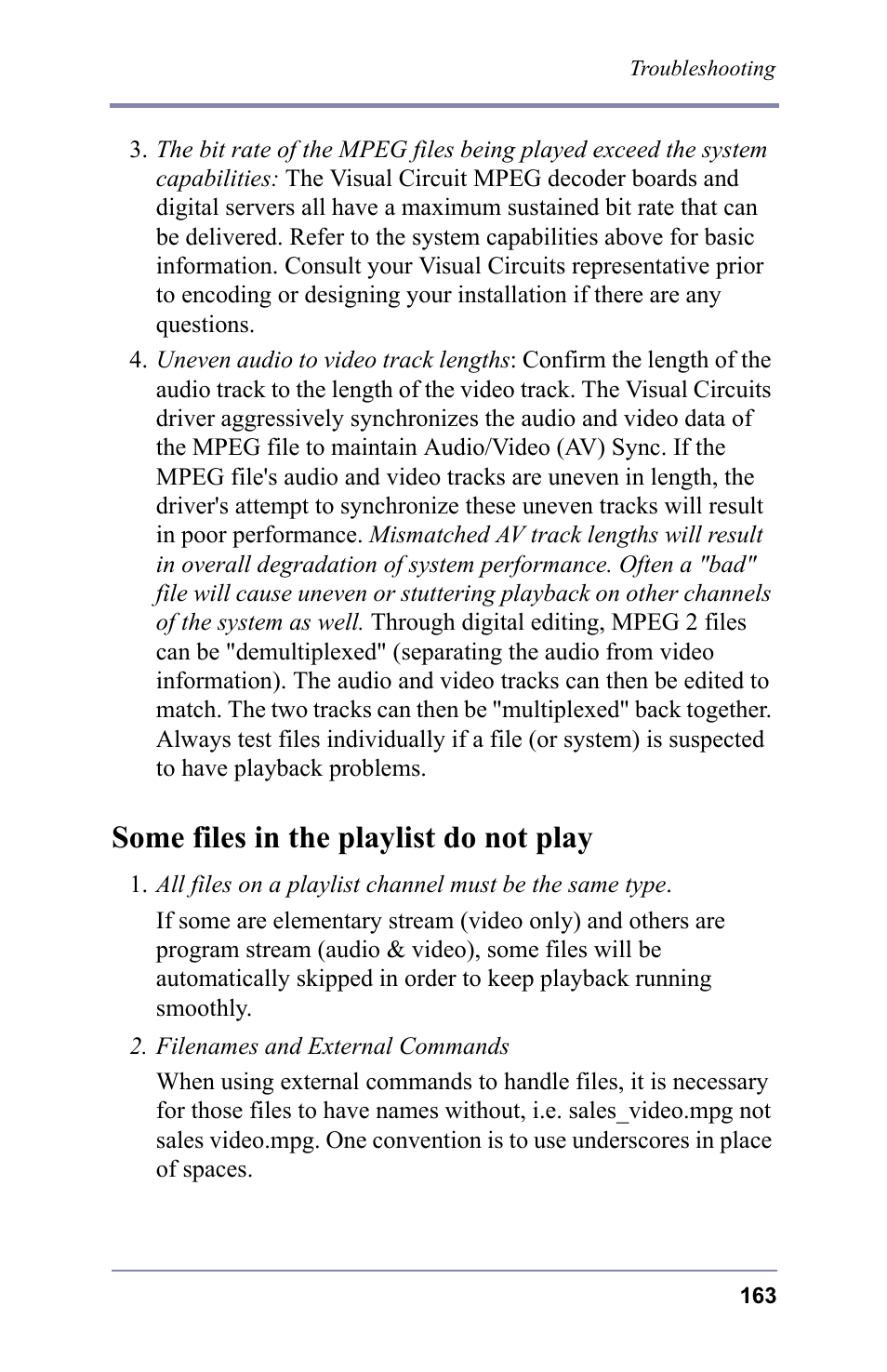 Some files in the playlist do not play | FOCUS Enhancements 3.2 User Manual | Page 177 / 206