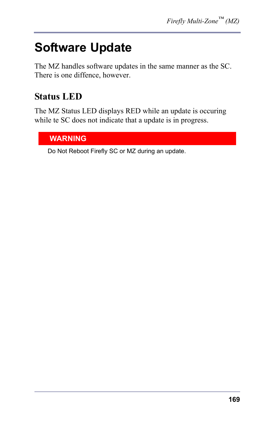 Software update, Status led | FOCUS Enhancements 3.2 User Manual | Page 183 / 206