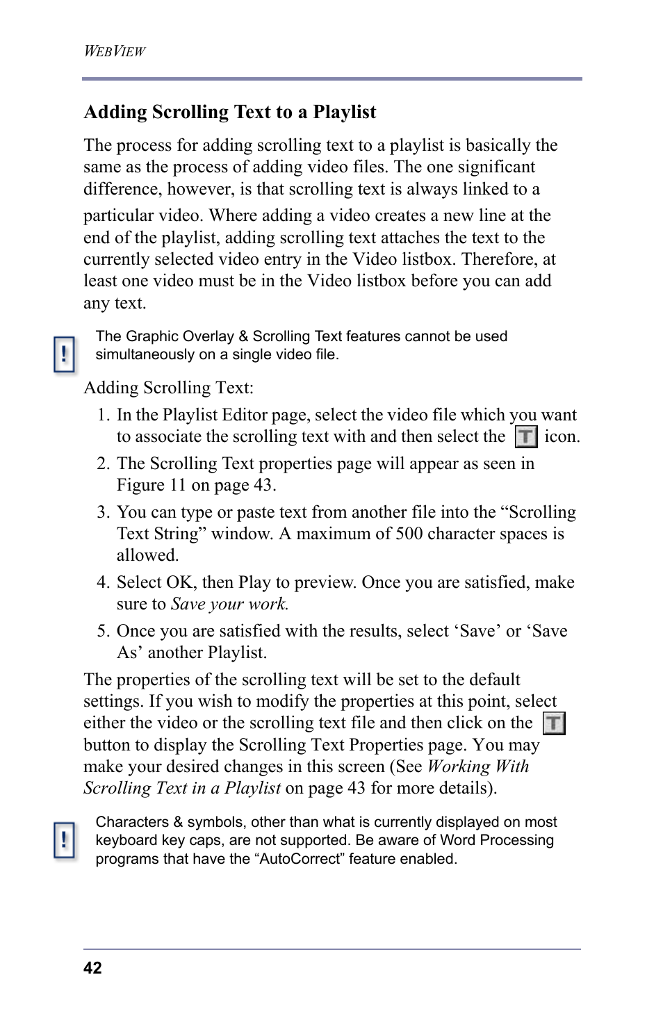 Adding scrolling text to a playlist | FOCUS Enhancements 3.2 User Manual | Page 56 / 206