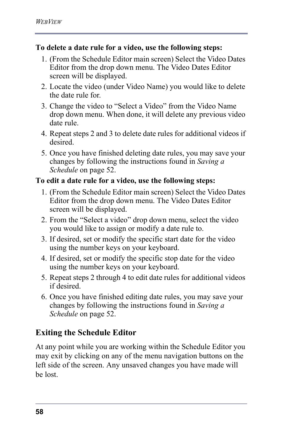 Exiting the schedule editor | FOCUS Enhancements 3.2 User Manual | Page 72 / 206