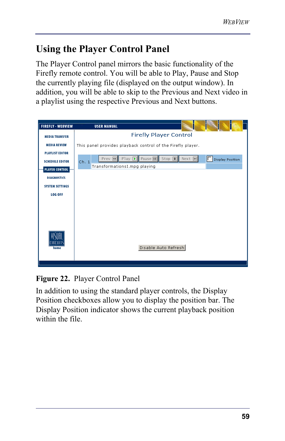 Using the player control panel | FOCUS Enhancements 3.2 User Manual | Page 73 / 206