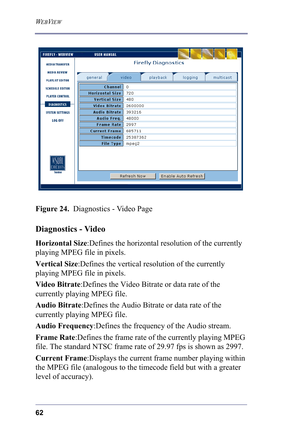 Diagnostics - video | FOCUS Enhancements 3.2 User Manual | Page 76 / 206