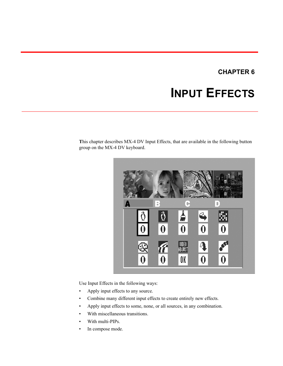 Nput, Ffects | FOCUS Enhancements Bridge/Router MX-4DV User Manual | Page 63 / 170