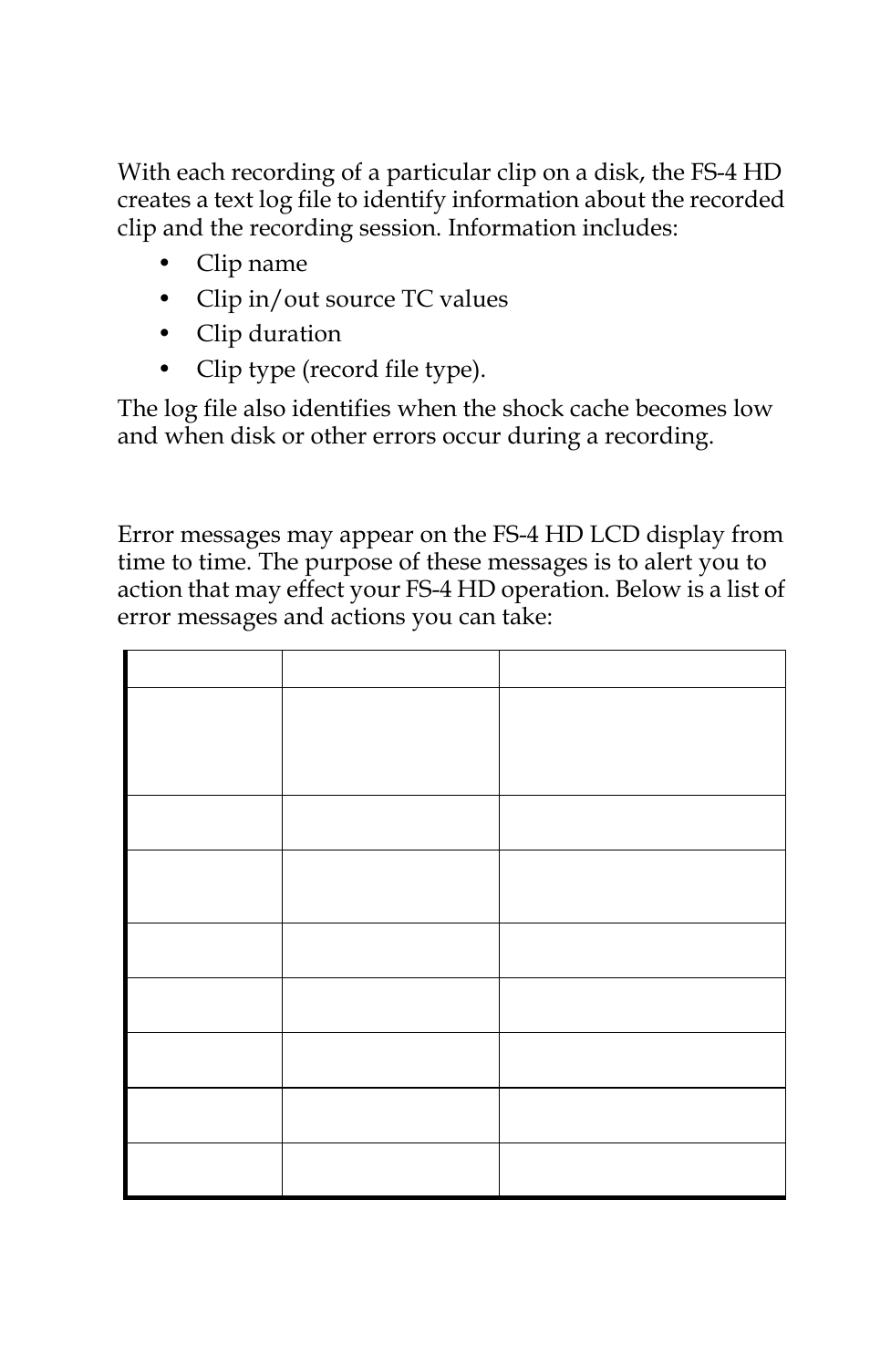 Log files, Error messages | FOCUS Enhancements FOCUS FireStore FS-4 Pro User Manual | Page 117 / 120