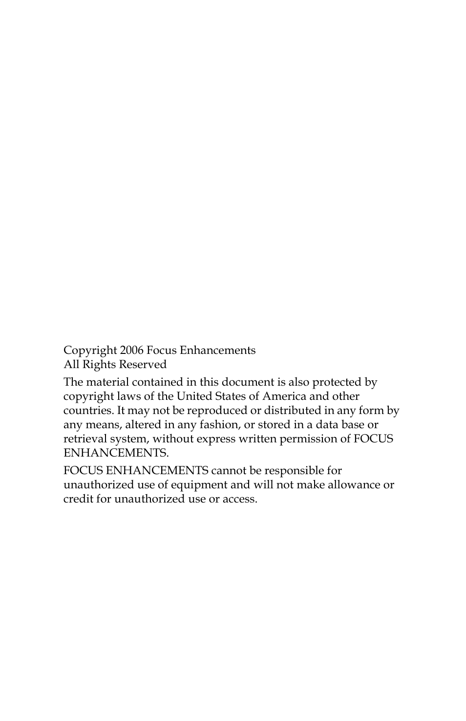 Legal notices | FOCUS Enhancements FOCUS FireStore FS-4 Pro User Manual | Page 3 / 120