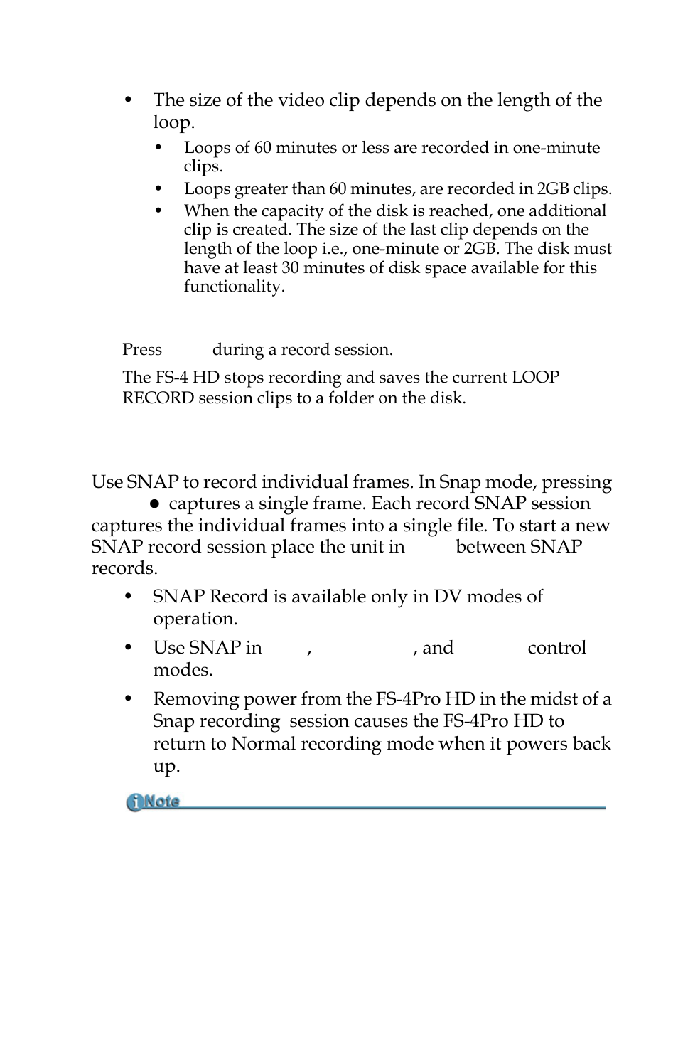 Saving loop record clips, Snap record fs-4pro hd, dv modes only, Snap record | FOCUS Enhancements FOCUS FireStore FS-4 Pro User Manual | Page 71 / 120