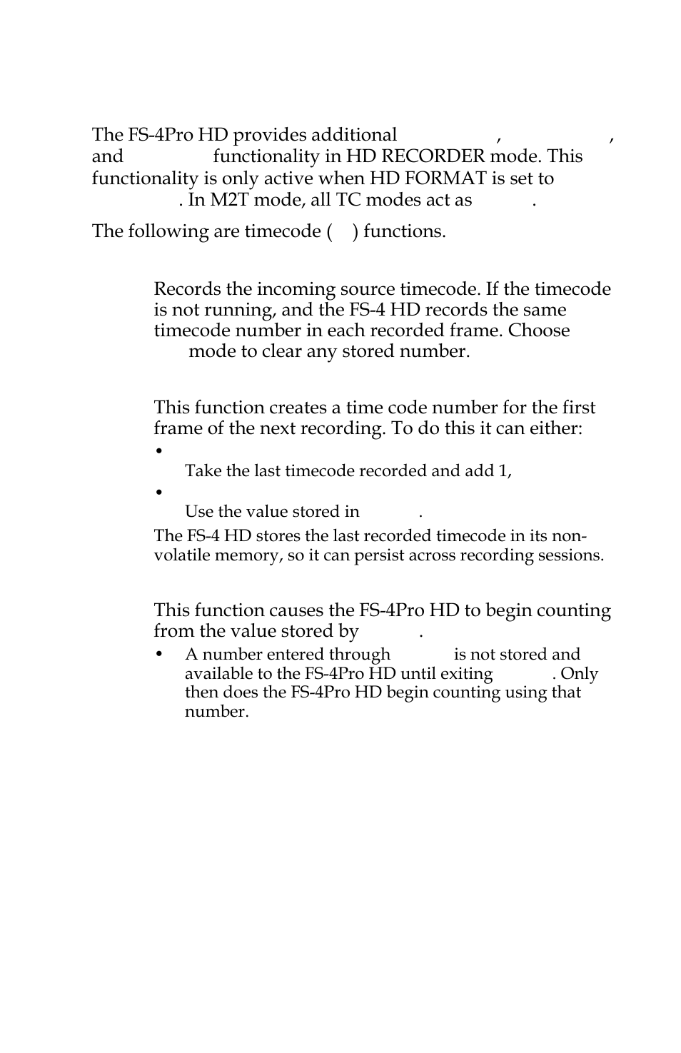 Time code ext, rec run, free run, regen, Time code, Ext, rec run, free run, regen | FOCUS Enhancements FOCUS FireStore FS-4 Pro User Manual | Page 83 / 120