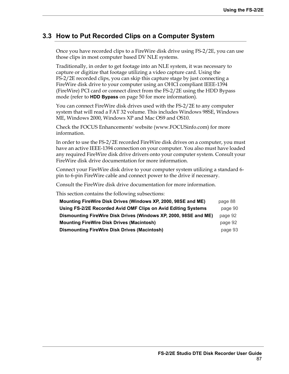 3 how to put recorded clips on a computer system, How to put recorded clips on a computer system | FOCUS Enhancements FS-2 User Manual | Page 107 / 146