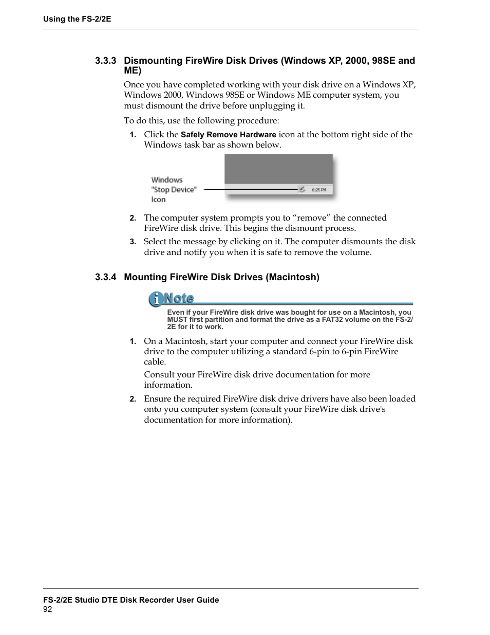 4 mounting firewire disk drives (macintosh), Mounting firewire disk drives (macintosh) | FOCUS Enhancements FS-2 User Manual | Page 112 / 146