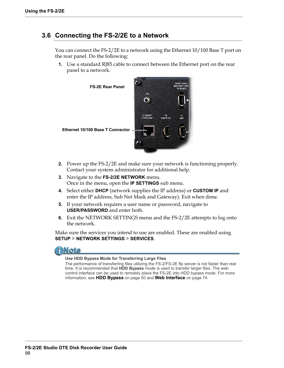 6 connecting the fs-2/2e to a network, Connecting the fs-2/2e to a network | FOCUS Enhancements FS-2 User Manual | Page 118 / 146