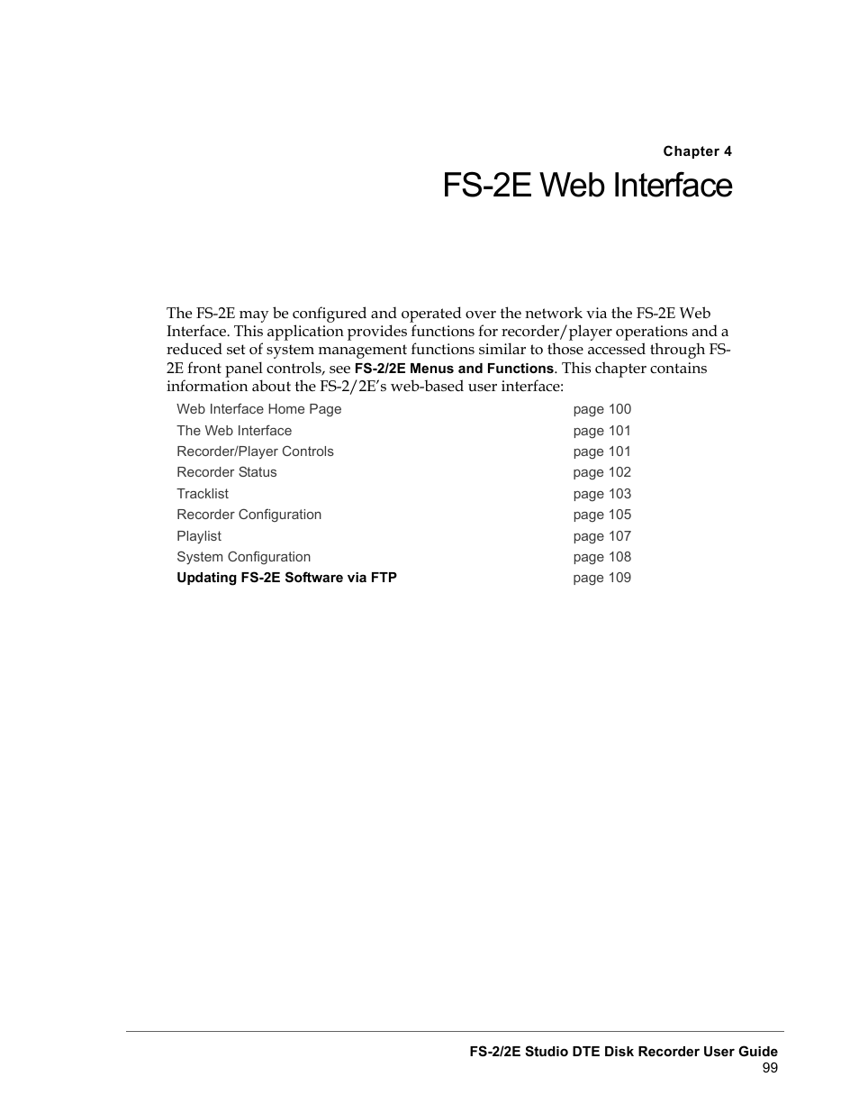 Chapter 4 fs-2e web interface, Chapter 4fs-2e web interface, Fs-2e web | Interface, Rface, see, Fs-2e web interface | FOCUS Enhancements FS-2 User Manual | Page 119 / 146