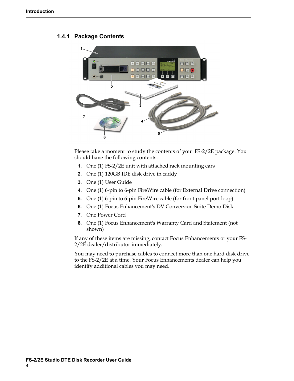 1 package contents, Package contents | FOCUS Enhancements FS-2 User Manual | Page 24 / 146