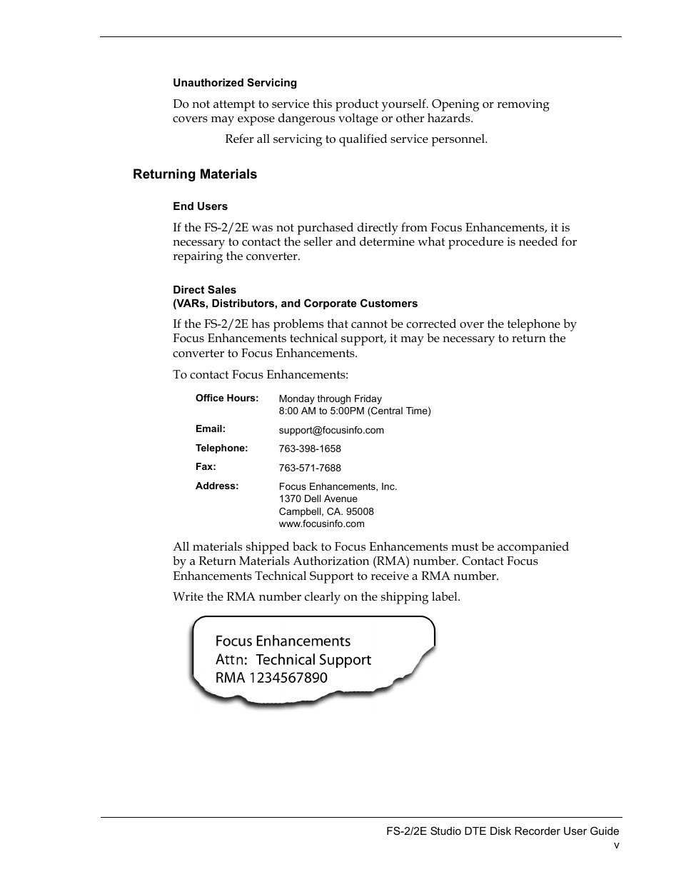 FOCUS Enhancements FS-2 User Manual | Page 5 / 146