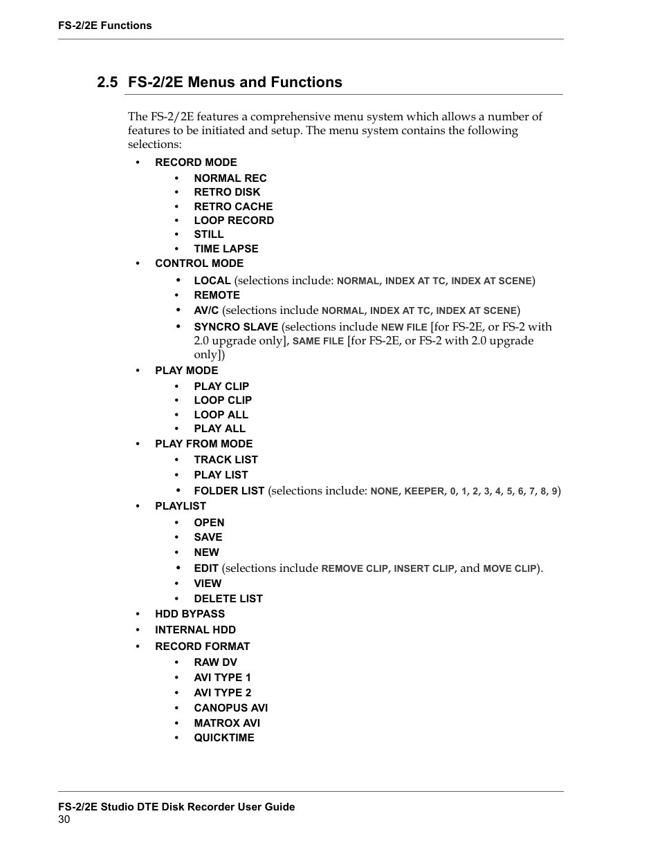 5 fs-2/2e menus and functions, Fs-2/2e menus and functions | FOCUS Enhancements FS-2 User Manual | Page 50 / 146