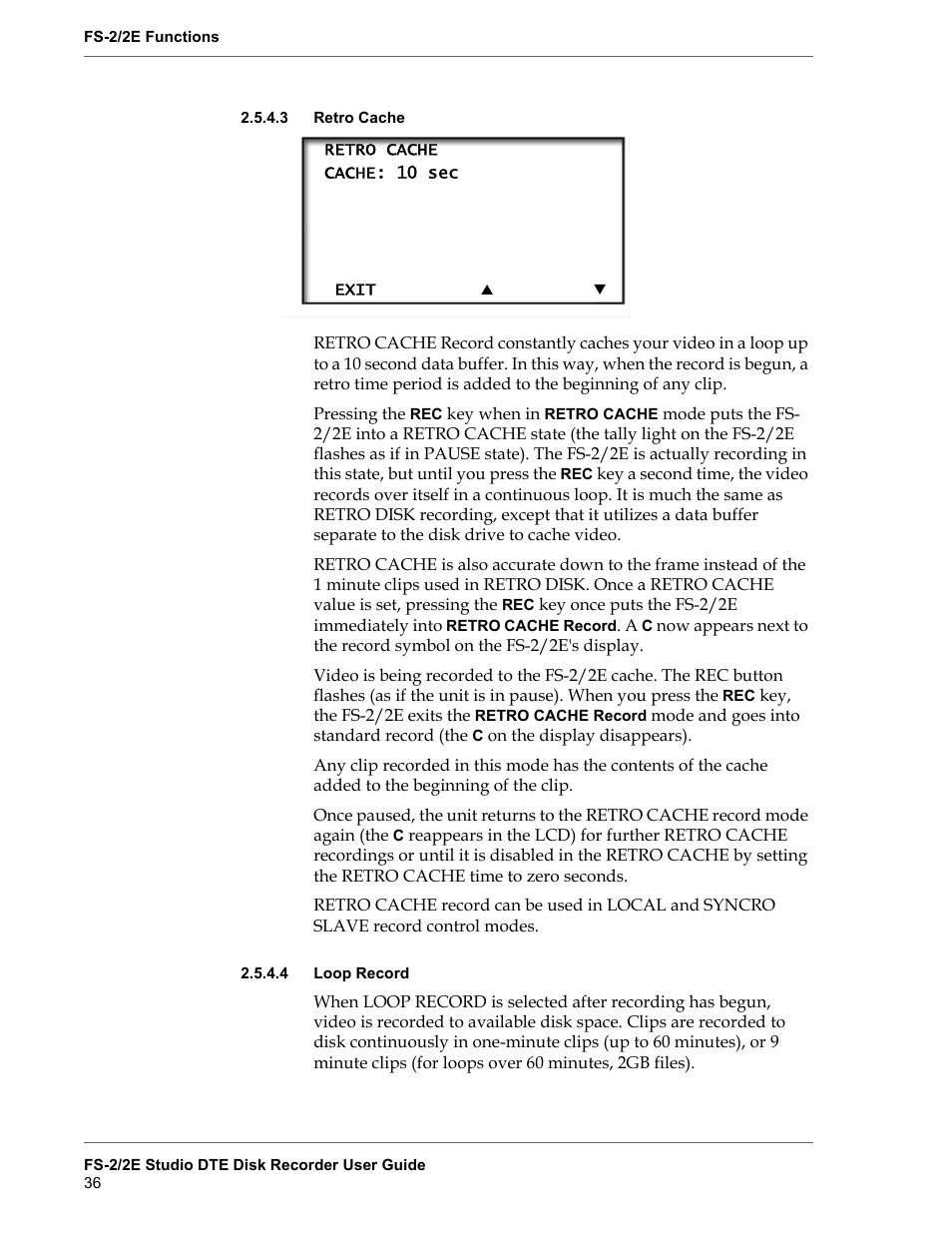 3 retro cache, 4 loop record, Retro cache | Loop record | FOCUS Enhancements FS-2 User Manual | Page 56 / 146
