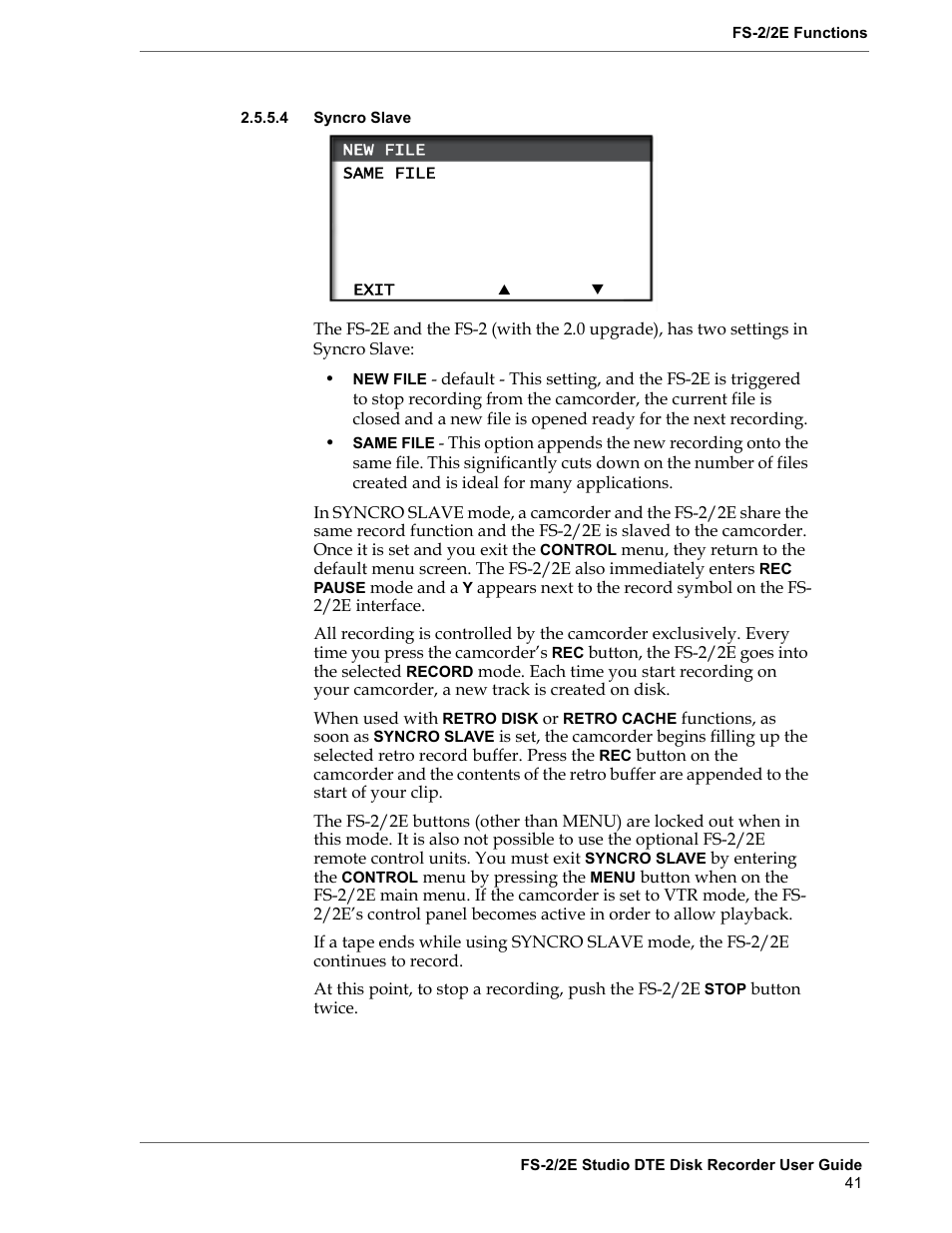 4 syncro slave, Syncro slave | FOCUS Enhancements FS-2 User Manual | Page 61 / 146