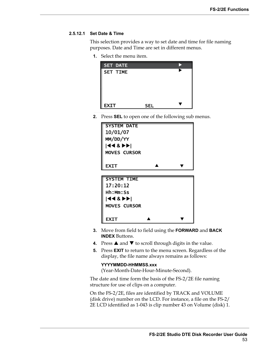 1 set date & time, Set date & time | FOCUS Enhancements FS-2 User Manual | Page 73 / 146