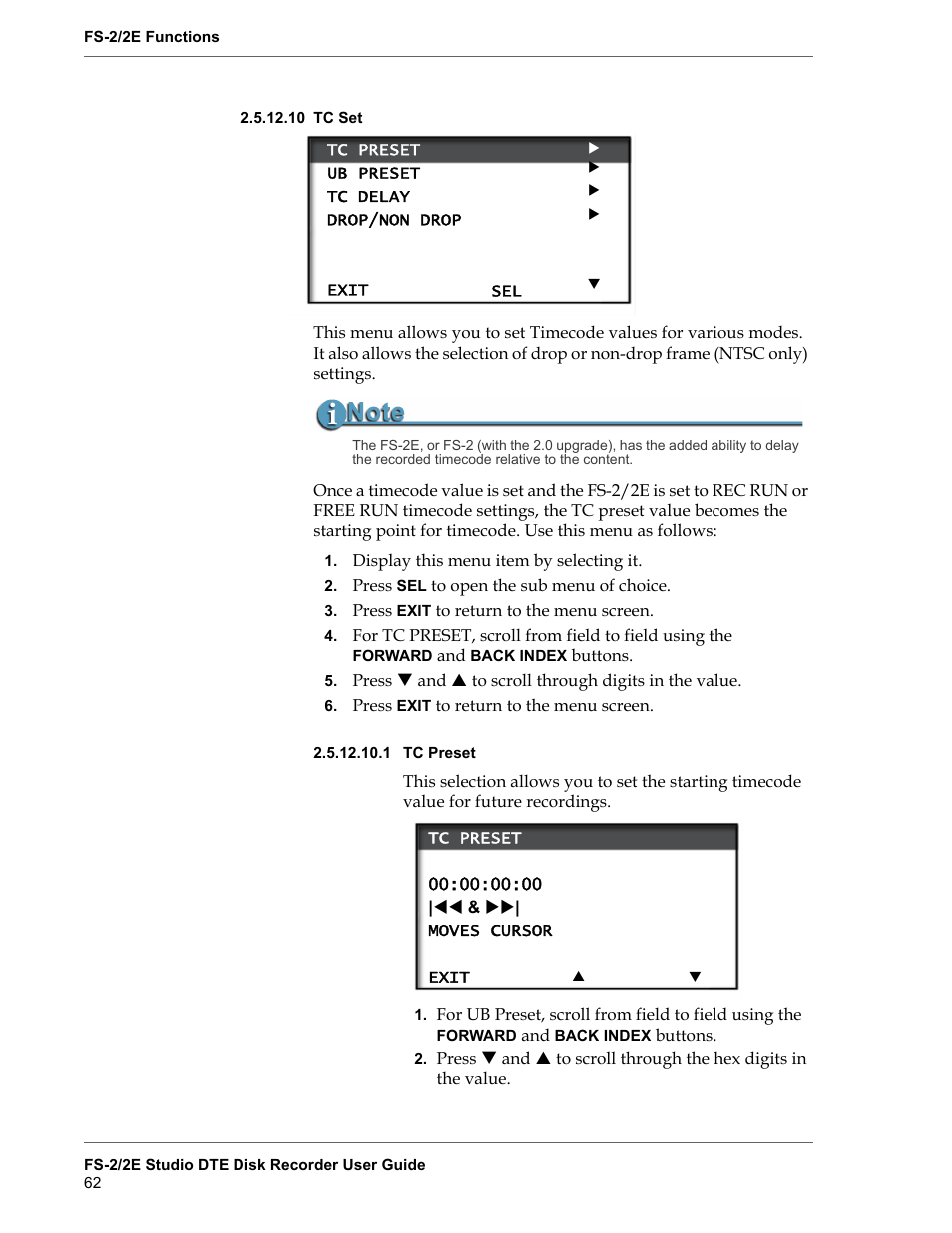 10 tc set, Tc set, Tc preset | FOCUS Enhancements FS-2 User Manual | Page 82 / 146