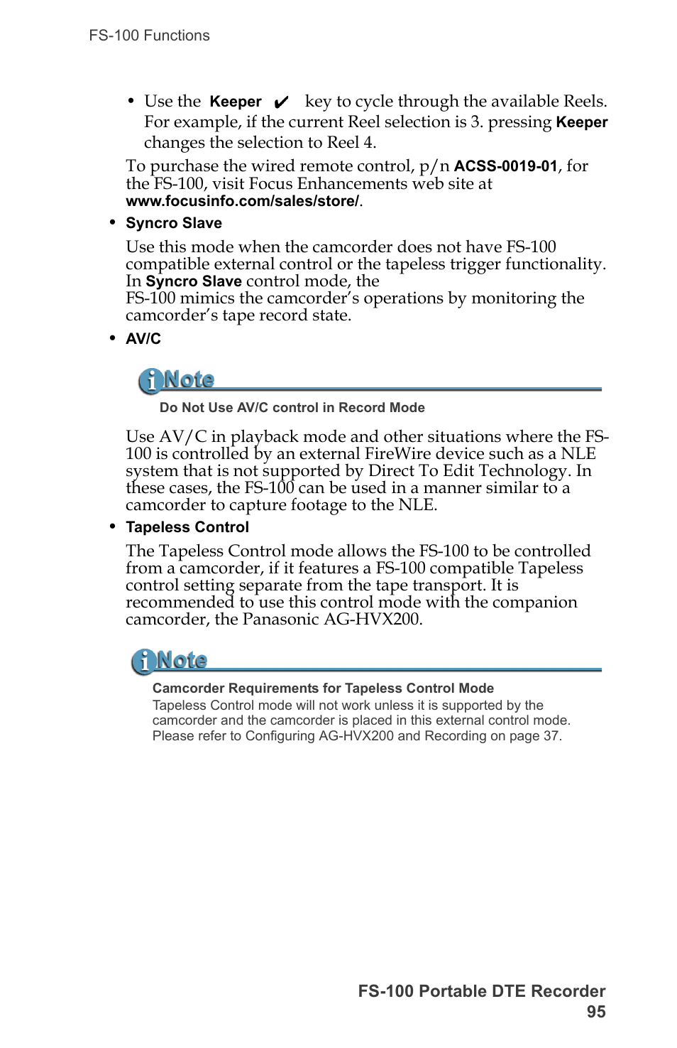 FOCUS Enhancements DVCPRO/DV User Manual | Page 113 / 162