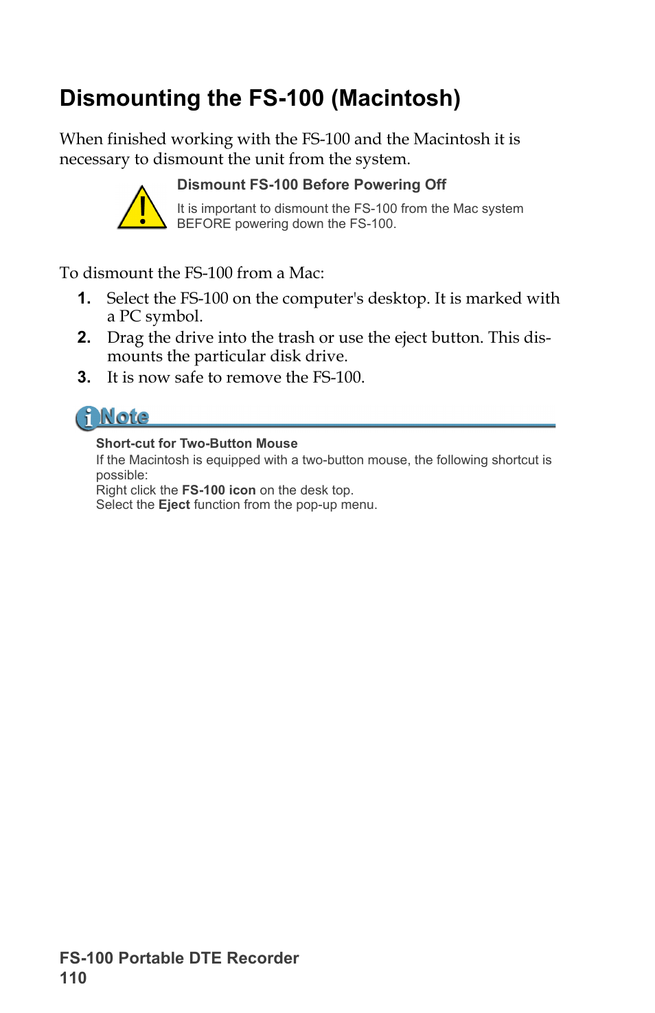 Dismounting the fs-100 (macintosh) | FOCUS Enhancements DVCPRO/DV User Manual | Page 128 / 162