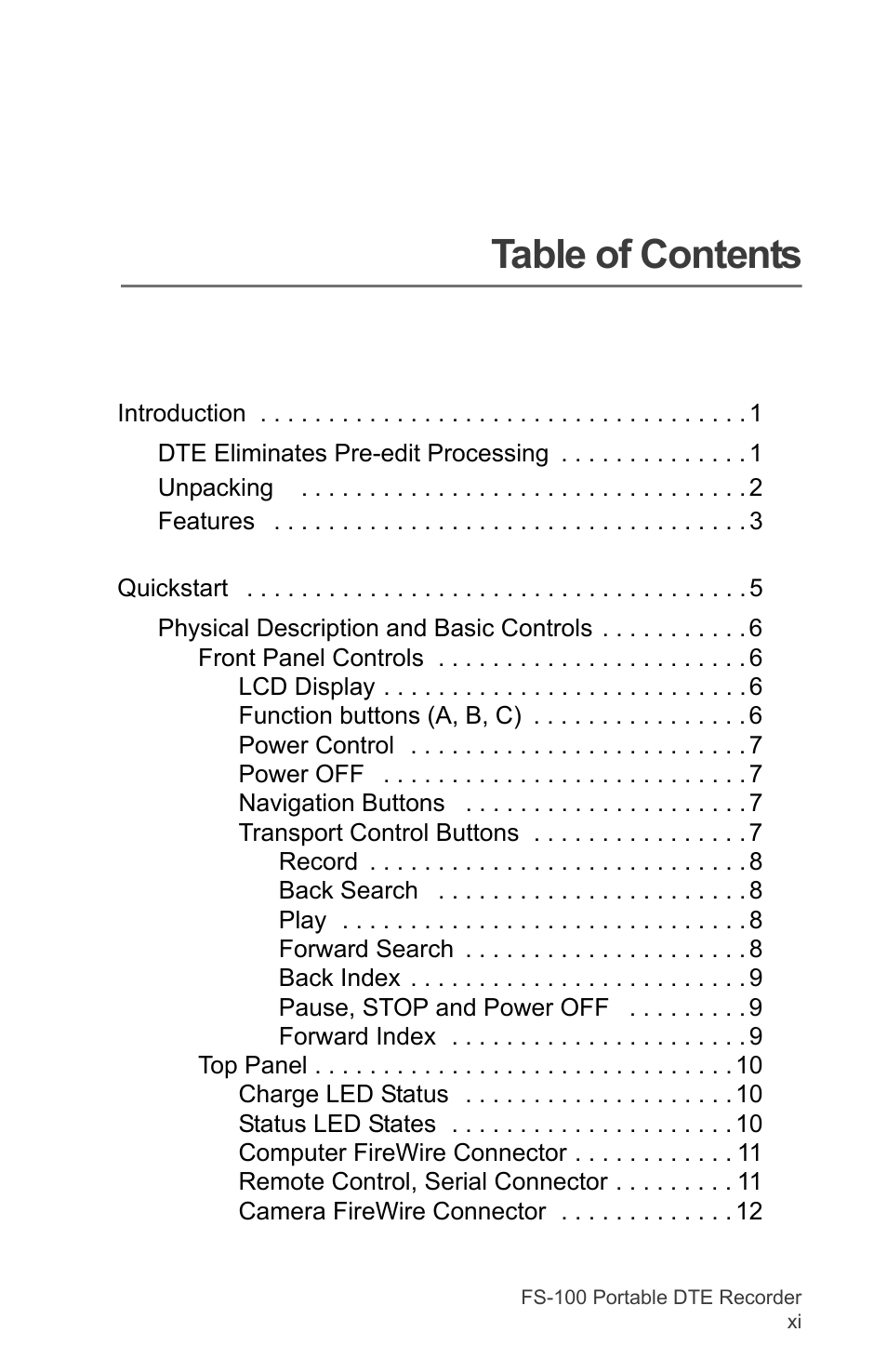 FOCUS Enhancements DVCPRO/DV User Manual | Page 13 / 162